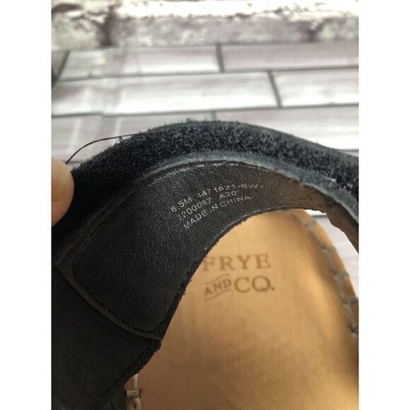 Frye & Co Kole White Black Asymmetrical Espadrilles Sandals Women Sz 8.5M US/39 - Picture 5 of 16